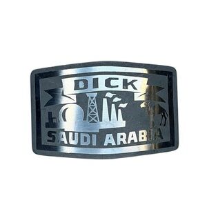 Vintage Saudi Arabia DICK Silver Belt Buckle Collectible Novelty